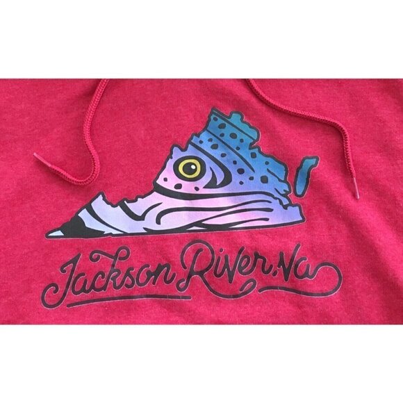 Red Jackson River Va Hoodie Pullover Sweatshirt Souvenir Adult Size Large - Picture 3 of 4